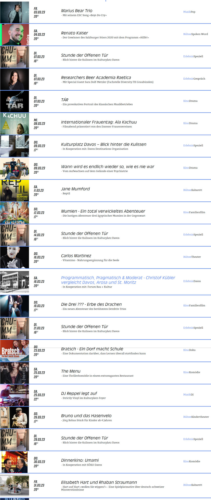 Kulturplatz März 2023 Kulturplatz Februar